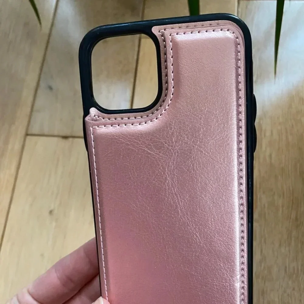 Metallic Pink Cellphone Case iPhone 11 Pro Wallet Case 5.8in